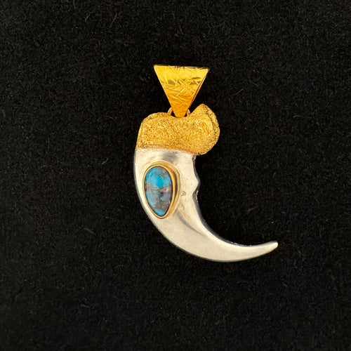 Mixed Metal Grizzly Bear Claw Pendant - 22k Gold / Sterling Silver