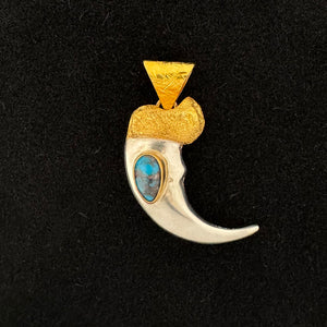 Mixed Metal Grizzly Bear Claw Pendant - 22k Gold / Sterling Silver