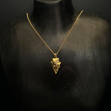 Load image into Gallery viewer, Solid 18k Gold Arrowhead Pendant with 18&quot; 18k Gold Rolo Chain