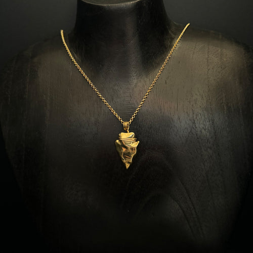 Solid 18k Gold Arrowhead Pendant with 18