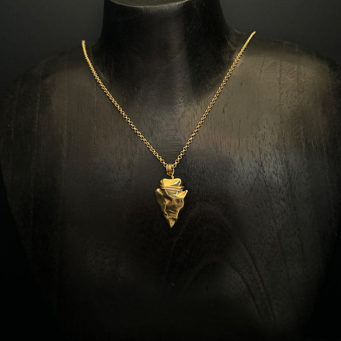 Solid 18k Gold Arrowhead Pendant with 18