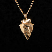Load image into Gallery viewer, Solid 18k Gold Arrowhead Pendant with 18&quot; 18k Gold Rolo Chain