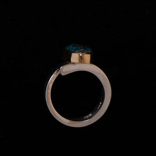 Load image into Gallery viewer, Very rare high grade Bisbee Turquoise contemporary ring with a southwestern kiss