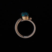 Load image into Gallery viewer, Very rare high grade Bisbee Turquoise contemporary ring with a southwestern kiss