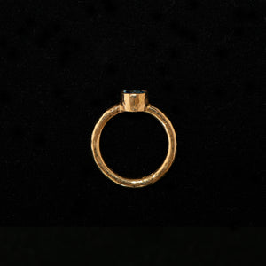 22k Gold Blue Sapphire Ring - Size 6.5